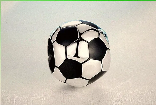 Football Soccer Sports Bracelet Bead Charm Sterling Silver S925