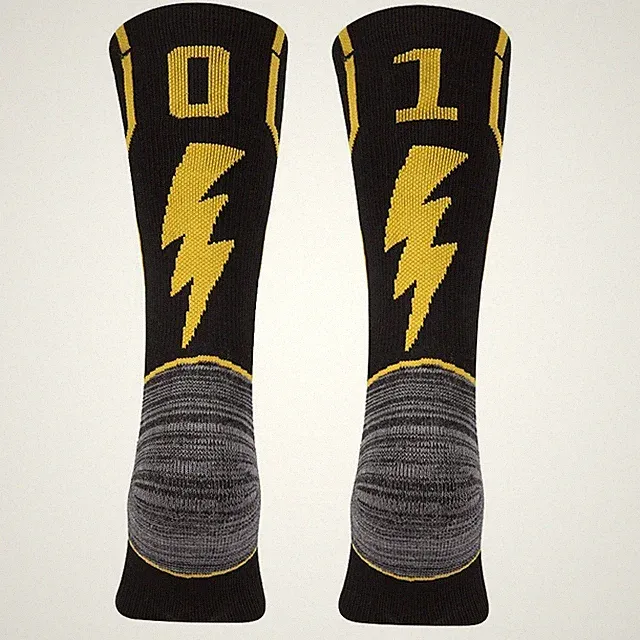 Football Socks for Boy, Youth Teens Number Athletic Mid Calf Socks Black/Gold...