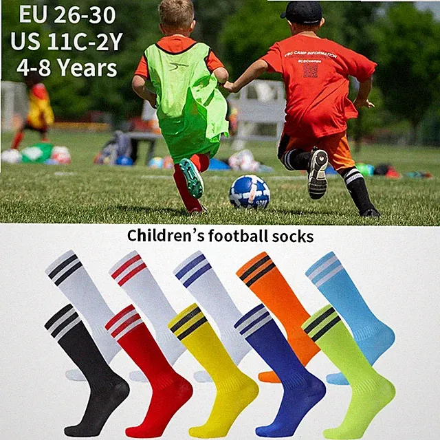 Football Socks for Kid Boys Girls Striped Breathable Cotton Soccer Baseball Trai