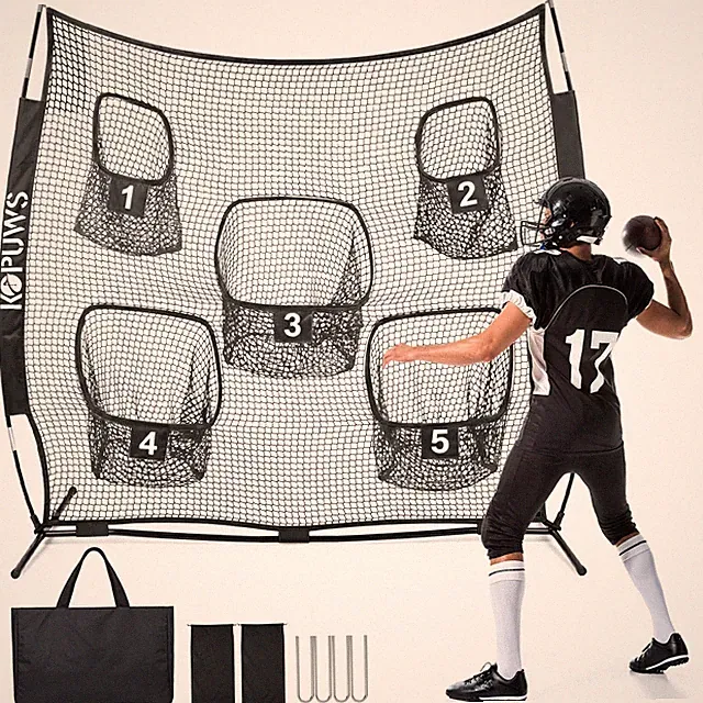 Football Throwing Net: 7x7FT Football Net for Throwing Multi-Sport Practice N...