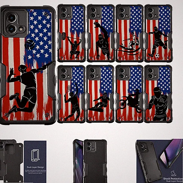 For [Moto G Power 5G (2025)][DUAL TACTICAL][Hybrid Two Piece Case] USA Sports