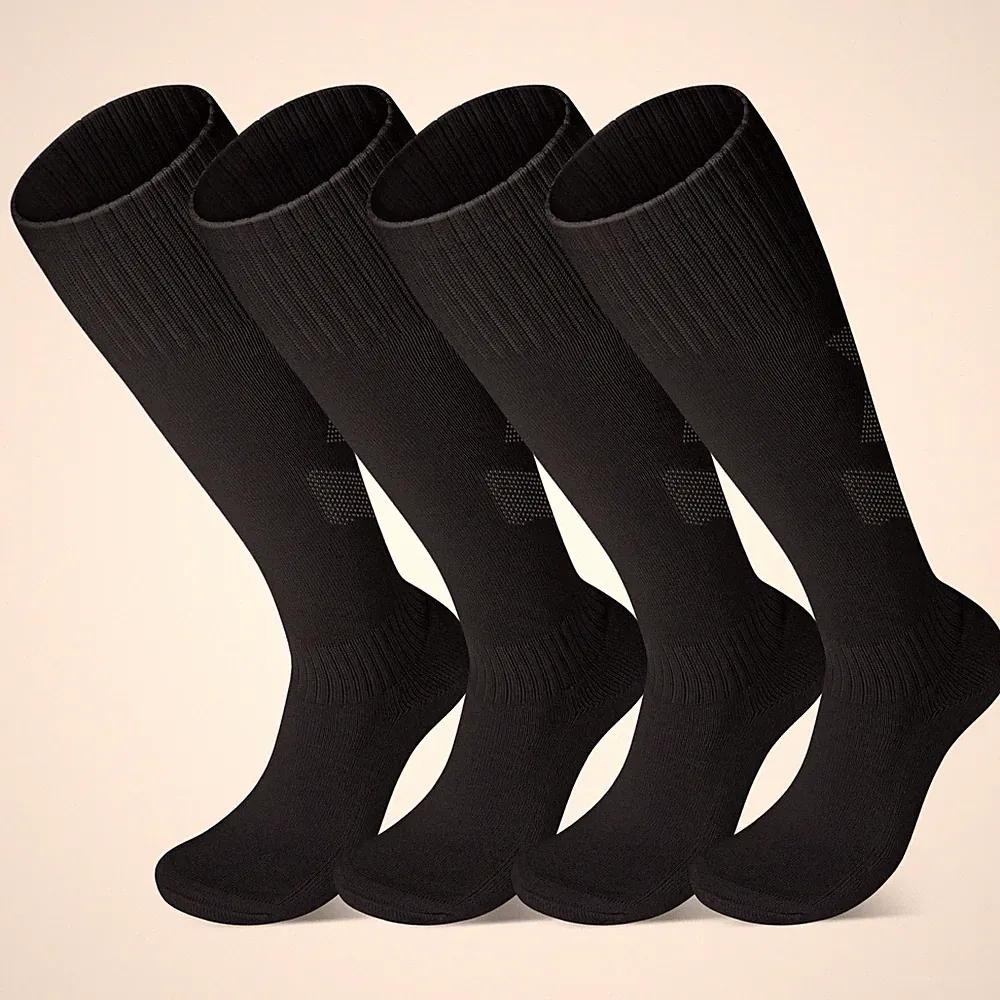 FPAKDH 2 Pairs Kids Soccer Socks for 7-13 Years Old Years, 2pairs Black