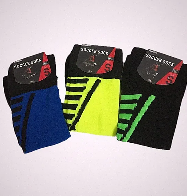 Franklin Neo-Fit Kids Neon Blue Green Soccer Socks Size Small (Shoe Size 10-1)