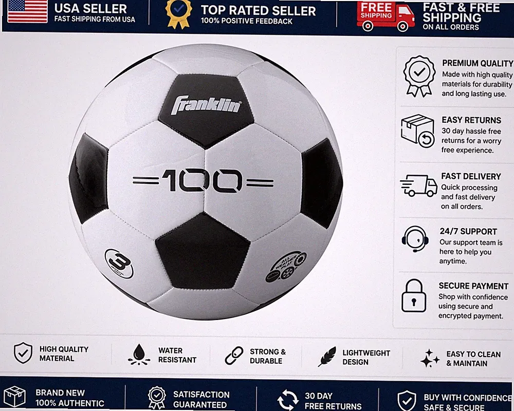 Franklin Sports Soccer Ball Size 3 4 5 Official Training Ball Youth Adult Black