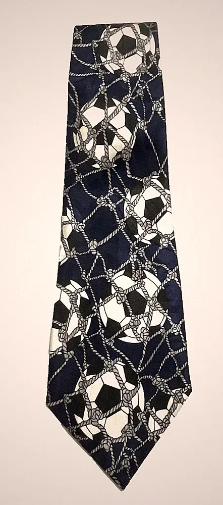 Fratello Hand Made Men's Necktie Tie 100% Polyester Jacquard Soccer Balls Net