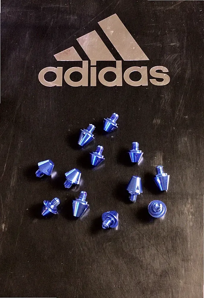 Full Set! Blue Authentic Adidas SG Soccer Conical Metal Studs/Cleats Soft Ground