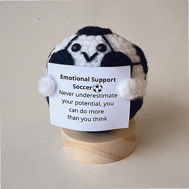 Funny Positive Soccer, Knitted Soccer Toy With Positive Card, Cute Ball Wool