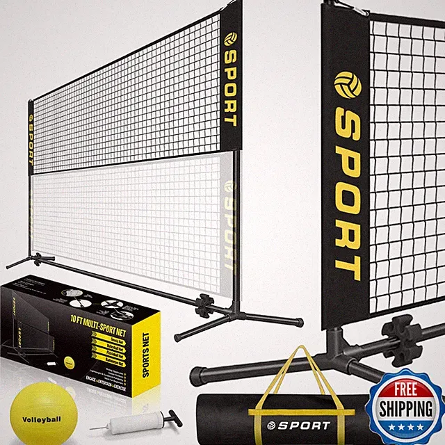 Furypiont 10 Ft Mini Portable Tennis Net For Teenagers Rubber Volleyball Pump