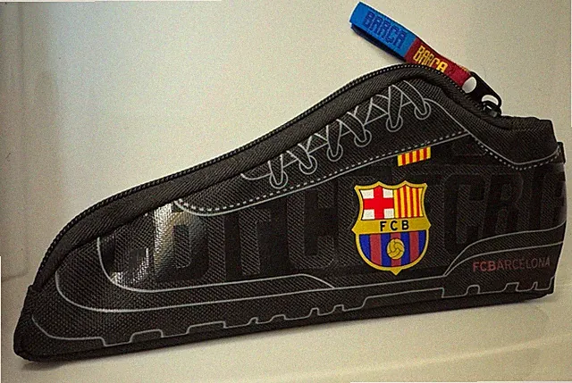 Futbol Club Barcelona Cleat Shoe Pencil Case Zipper Pouch FC FIFA Messi Spain