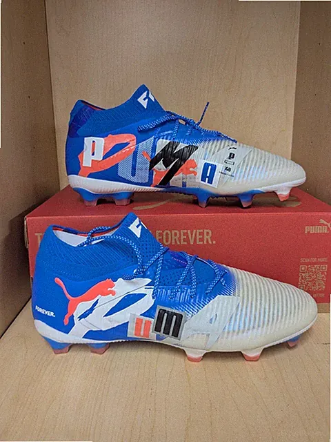 Future 8 Ultimate Forever FG soccer cleat, Blue/white/orange