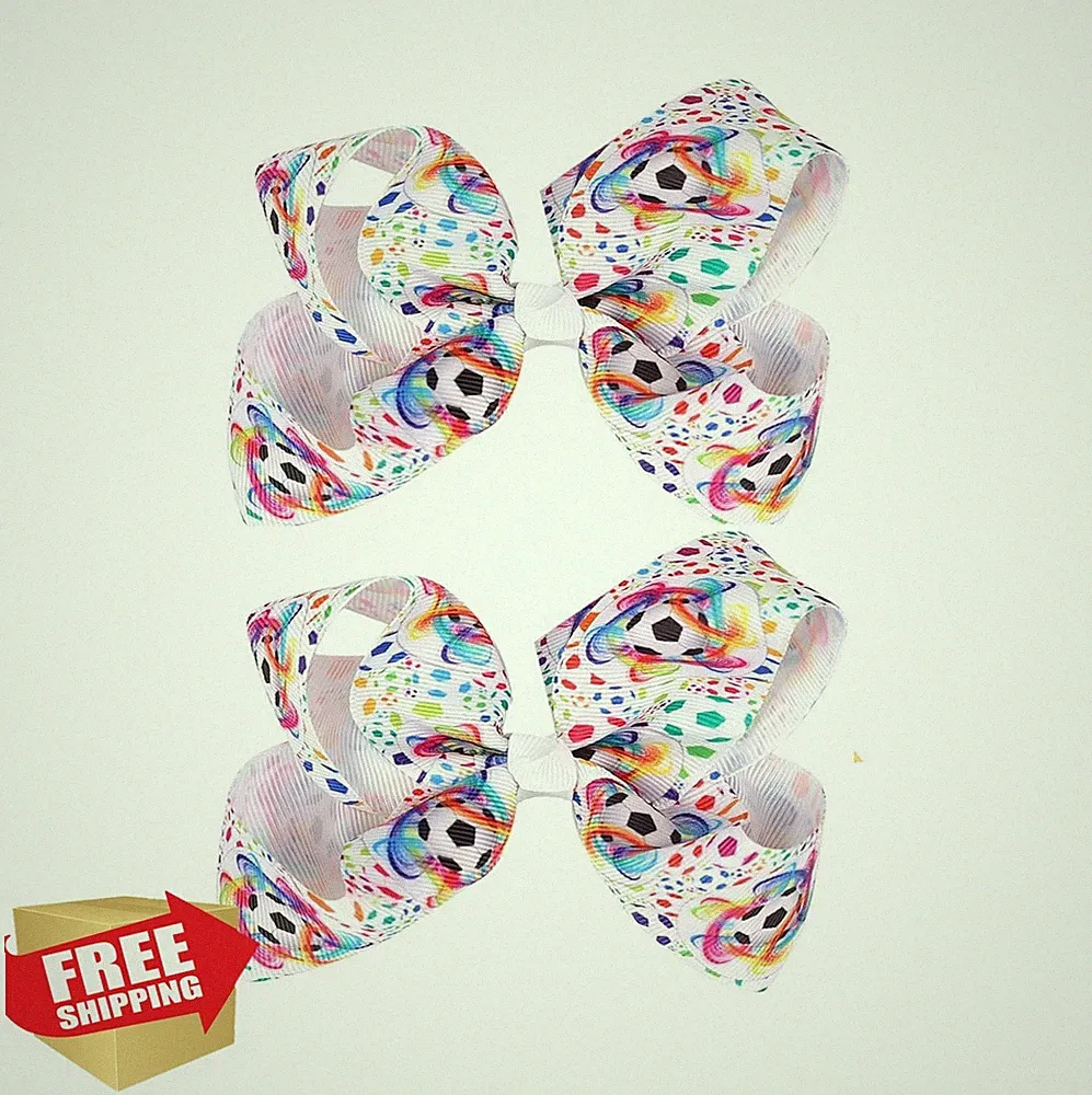 Generic Soccer Flower Color Hair Bows
