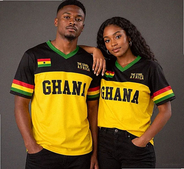 Ghana National Team Soccer Jersey Unisex Adult Multicolor "GHANA" V-Neck