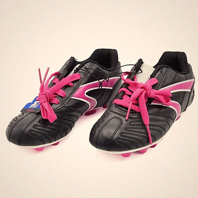 Girls BLACK PINK SOCCER CLEATS Lightweight STARTER Molded Rubber Outsole SIZE 4