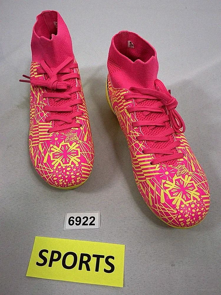 Girls New Soccer Cleats Size 5.5 Lace Up Pink Yellow