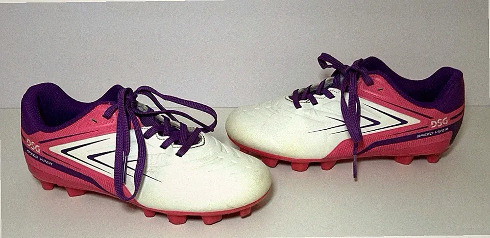 Girls Youth Soccer Cleats DSG Size 13K White Pink Purple Kids Shoes