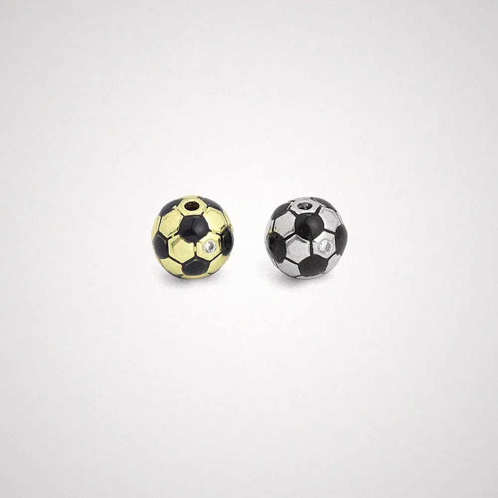 Gold Silver Soccer Ball Spacer Beads, Sku#LX819