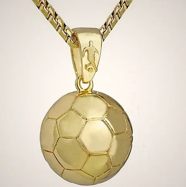 Gold Soccer Ball Necklace, Futball Pendant - MLS, Messi, Ronaldo, World Cup