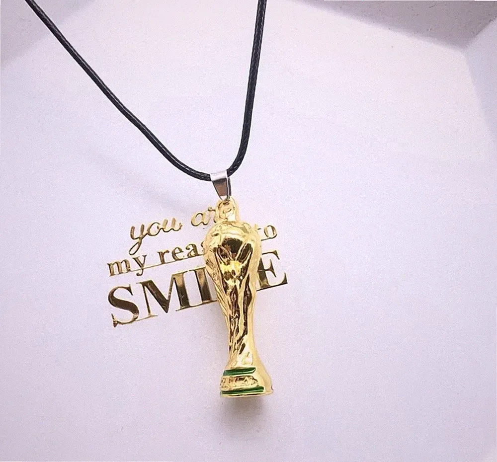 Gold Soccer Trophy Pendant Necklace FIFA World Cup Soccer Jewelry