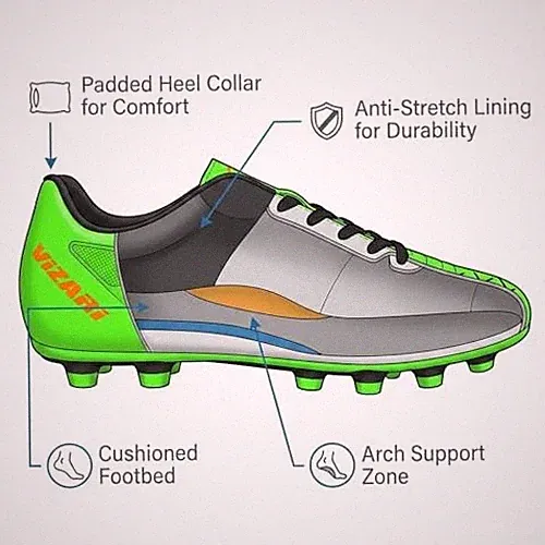 GREEN/BLACK - VIZARI BOCA FIRM GROUND SOCCER CLEATS FOR KIDS & YOUTH