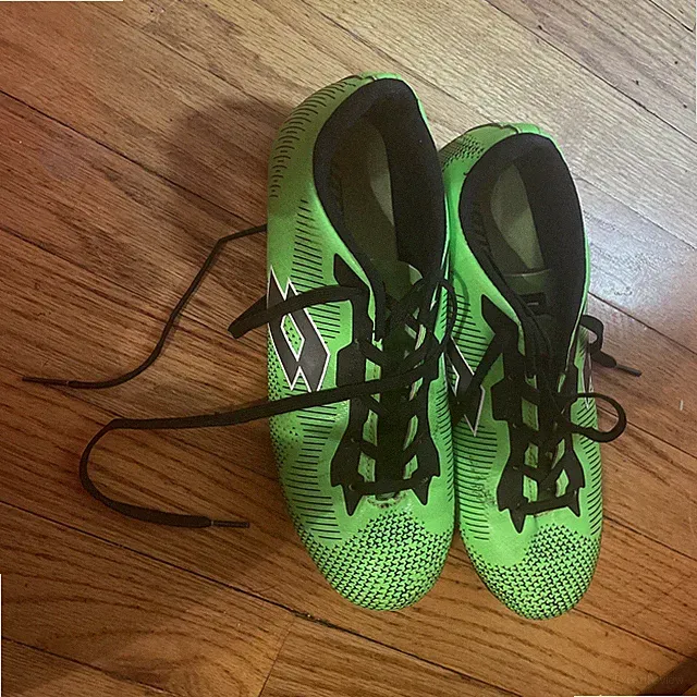 Green Soccer Cleats With Black Laces