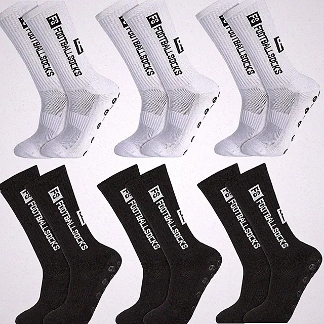 Grip Soccer Socks Anti Slip Athletic Socks for Men Women One Size Black White