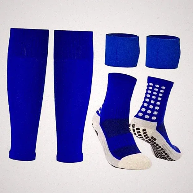 Grip Socks Soccer with Leg Sleeves | Anti-Slip Performance Socks One Size Blue