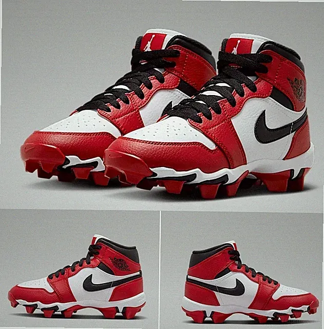 GS Size 3.5Y/5W- Jordan 1 Mid Youth Cleat Chicago Football Baseball HF6883-106