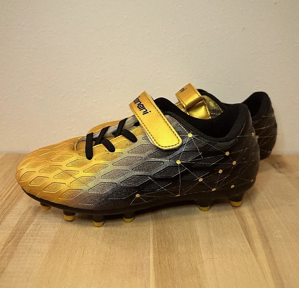 Hanani Kids Soccer Cleats Gold/Black Low Top FG/AG Size 34 US 3