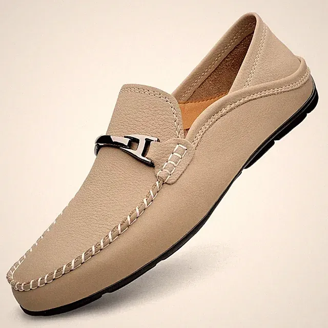 Handmade Genuine Leather Racing Sneakers Men's Fashion Loafers Walk Boat Shoes