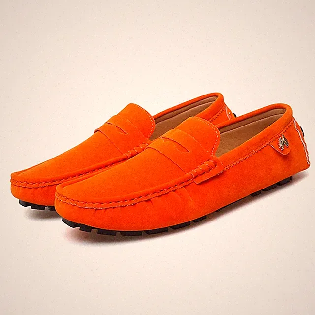 Handmade Slip-on Flat Driving Shoes Suede Leather Men's Loafers Moccasins Boots