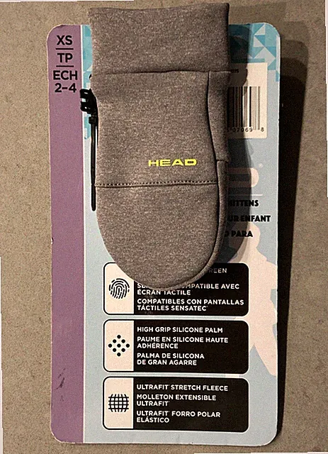 Head Kids' Touchscreen Mittens, 1 Pair, XS (Gray) High Grip Ultrafit Stretch..
