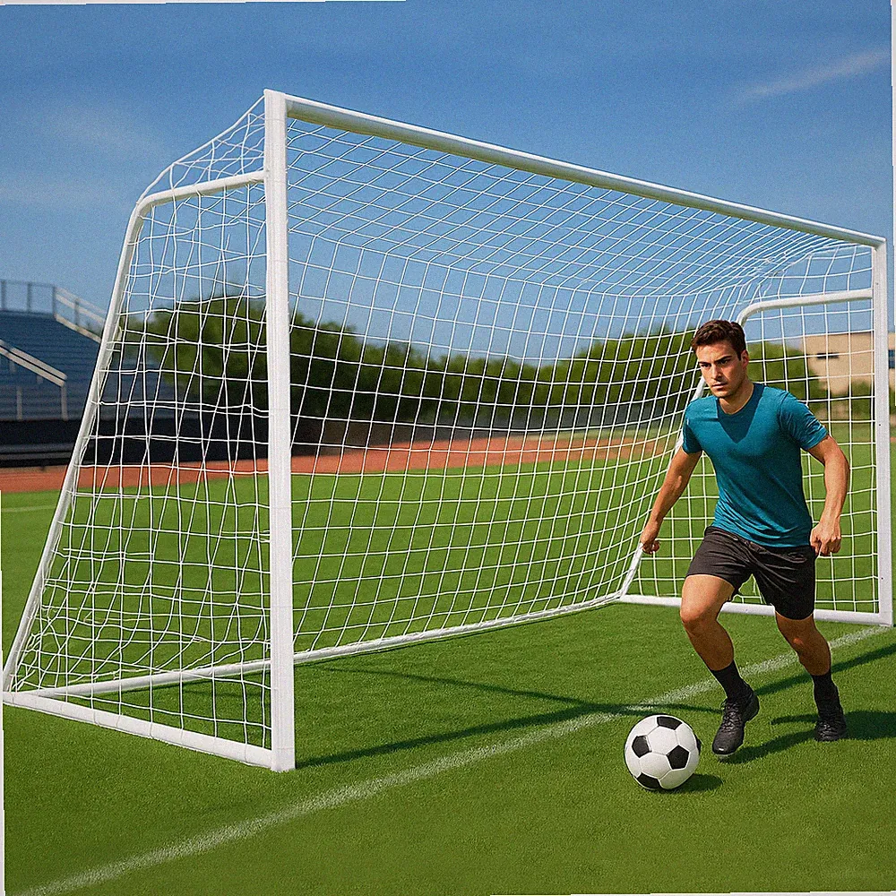 Heavy Duty Soccer Goal 16x7 ft 50mm Steel Tube with 6 Trainning Cones & 1 PE Net