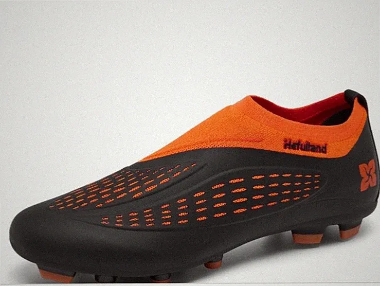 Hefulland Soccer Cleats/Football Orange Black Pull On Breathable Athletic size