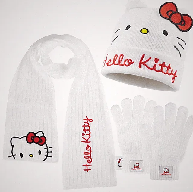 Hello Kitty Girls Hat Gloves And Scarf Set, Winter Accessories - Gifts For Gi...