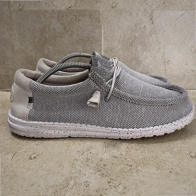 Hey Dude Wally Sox Loafers Mens 12 E Wide Stone White Comfort Slip On Shoes