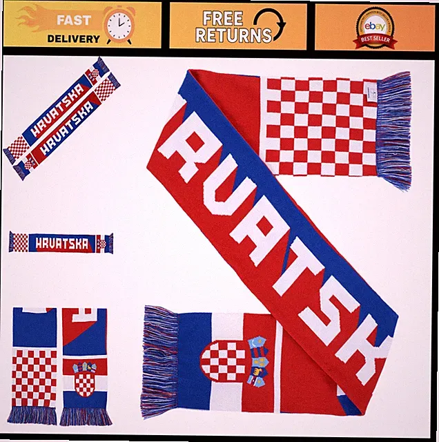 High-Definition Knit Soccer Scarf - Croatia Design, Perfect for Fans & Events
