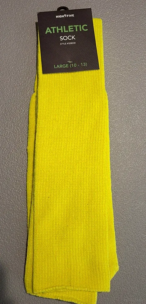 High Five Over the Calf Soccer Baseball Athletic Socks Size Large Yellow Knit