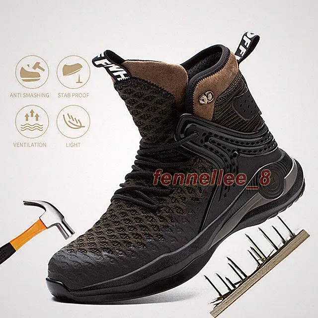 High Top Men's Boots Steel Toe Work Safety Shoes Anti-puncture Proof Sneakers