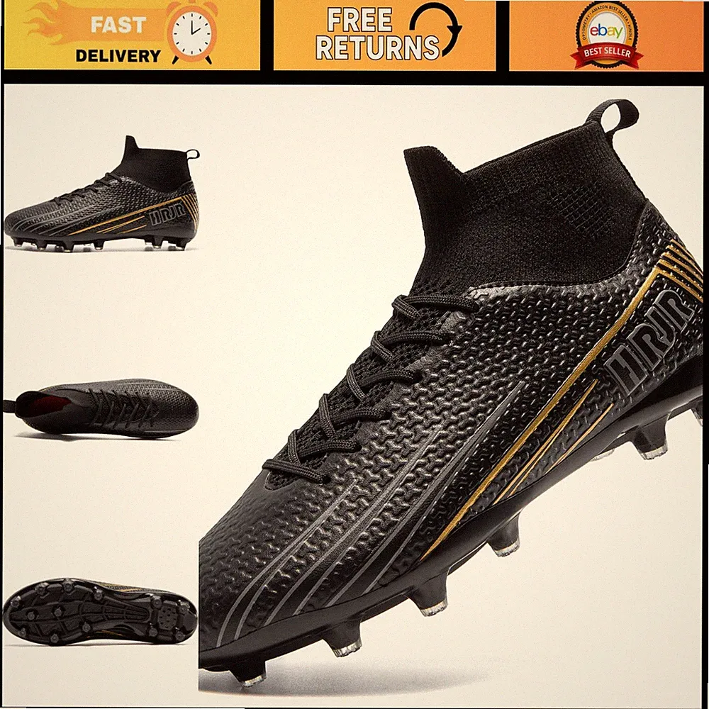 High-Top Men's Soccer Cleats - Lightweight Football Spikes for Performance & Gri
