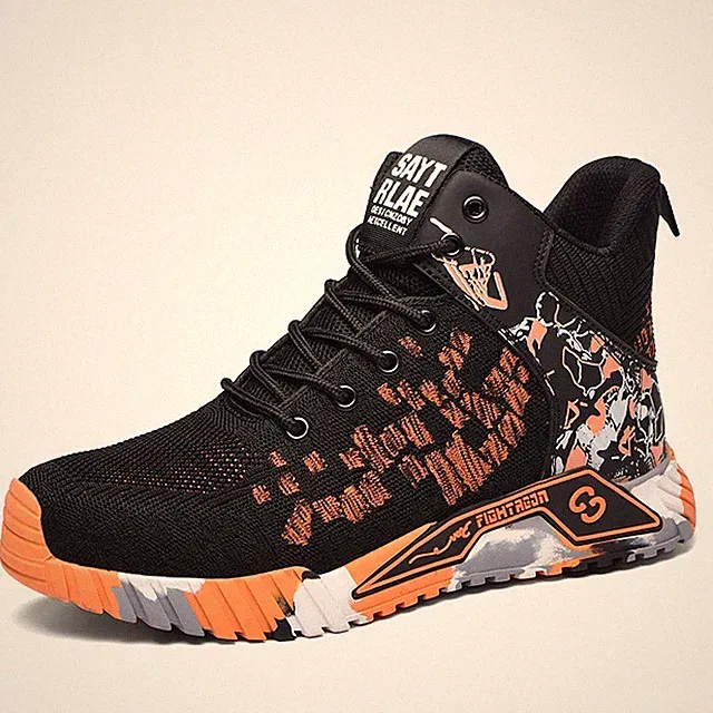 High Top Protective Safety Shoes Men Lace-up Indestructible Steel Toe Work Boots