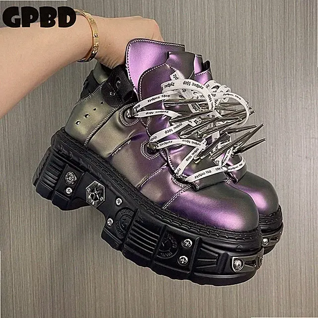 High-top Punk American Style Heightening Wide-top Shoes Men's Thick-soled Boots