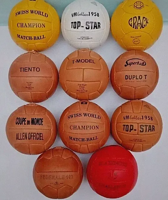 Historical mini ball set 11 pcs FIFA world cup 1930 to 1966 in leather size 1
