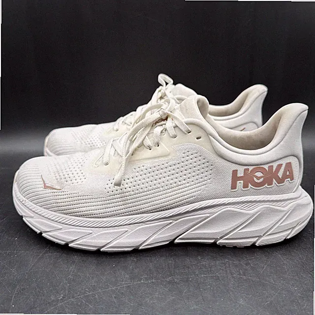 Hoka One One Arahi 7 Blanc Rose Gold Womens 9D Athletic Running Sneaker WIDE
