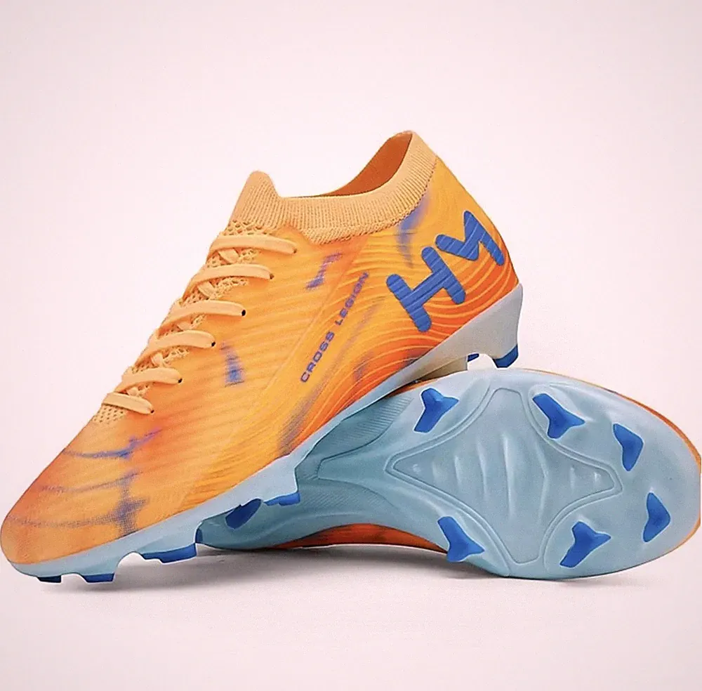 Hummel Men’s Orange Low Top Lace-Up Soccer Cleats Plastic Studs