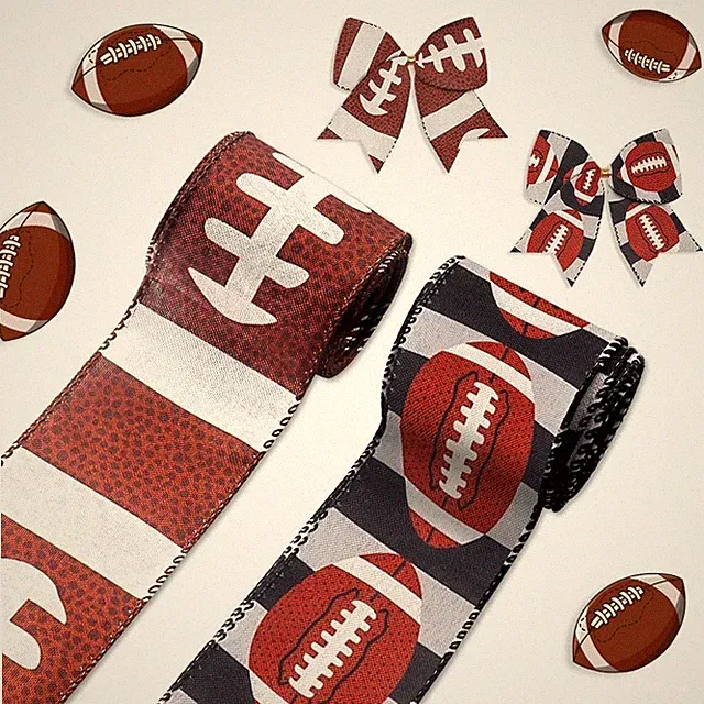 Hying 2 Rolls Football Ribbons for Wreath Bows, Style 5: Ribbon