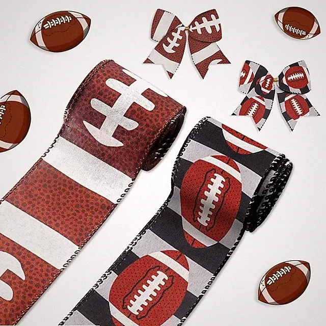 Hying 2 Rolls Football Ribbons for Wreath Bows, Style 5: Ribbon