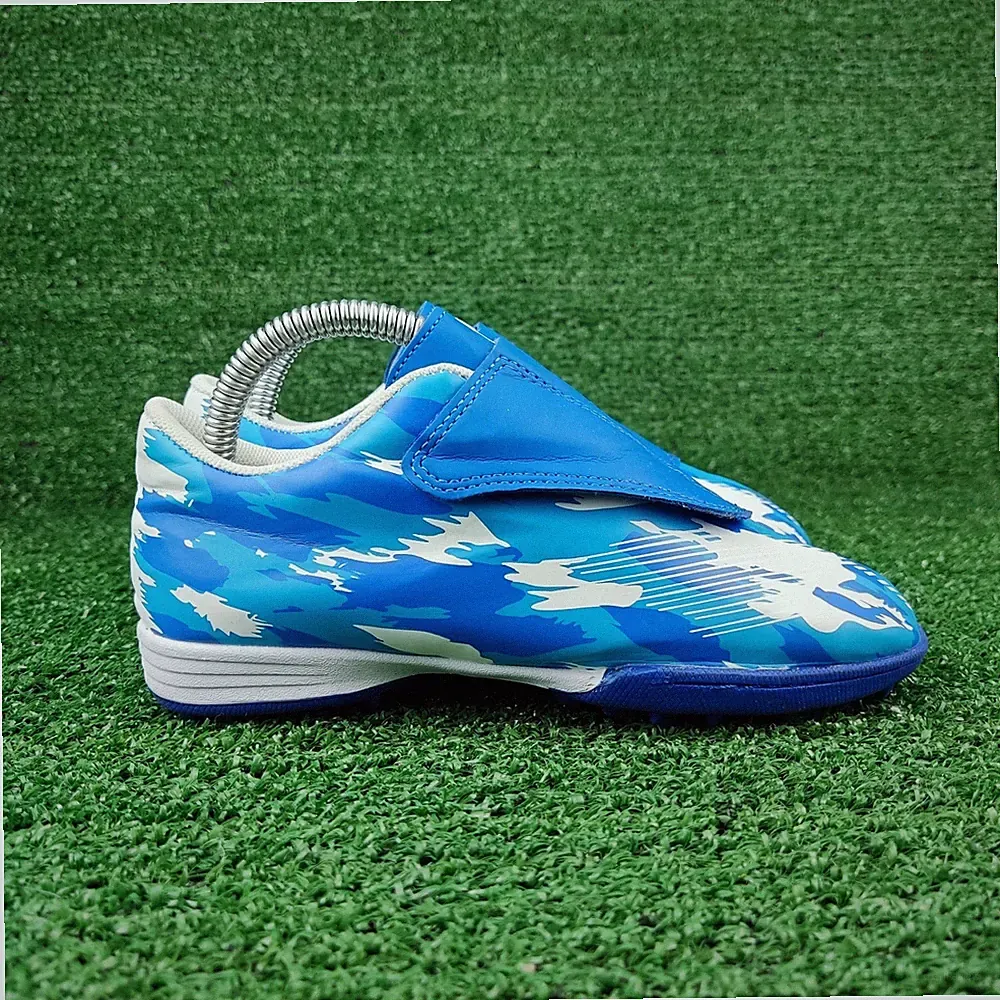 IB Soccer Cleats Kids 13 Blue Camo Deja Tu Huella Turf Shoes Hook and Loop Cover