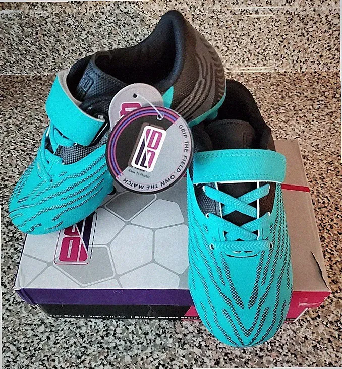 IB Soccer Cleats Kids Size 11.5 Blue/Black Deja Tu Huella Hook and Loop Shoes