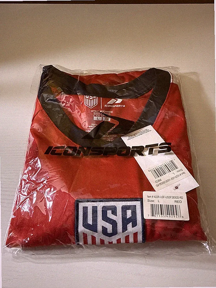 Icon Sports USA Soccer Jersey Mens Large Red USMNT Official Apparel FIFA NWT New