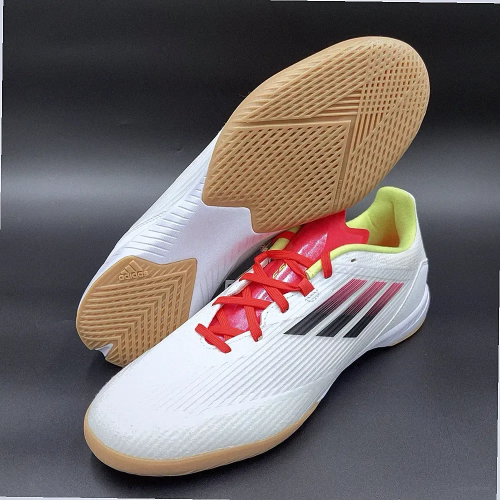 IE1228 Adidas Men's F50 League Indoor Soccer Cleats White Pink Yellow Size 10.5M